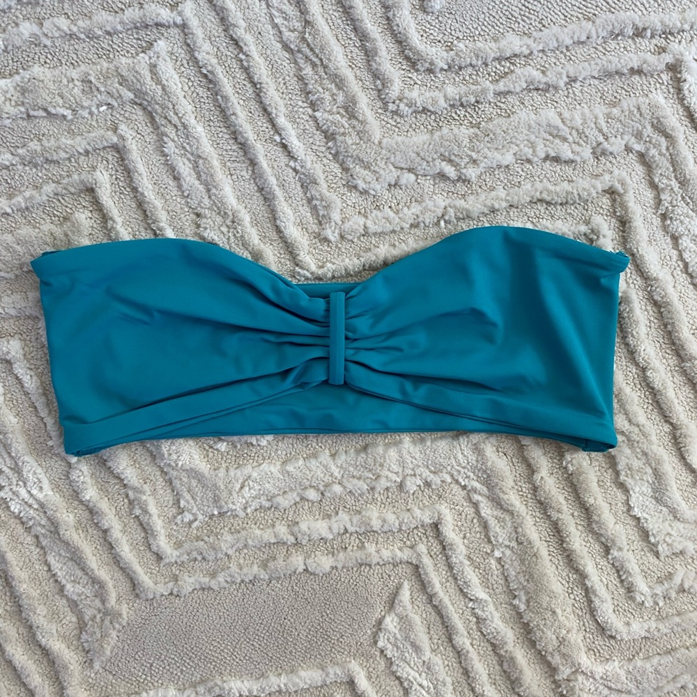 New Toast Signature Cinched Bandeau Bikini Top- Deep Lake - Picture 3 of 4